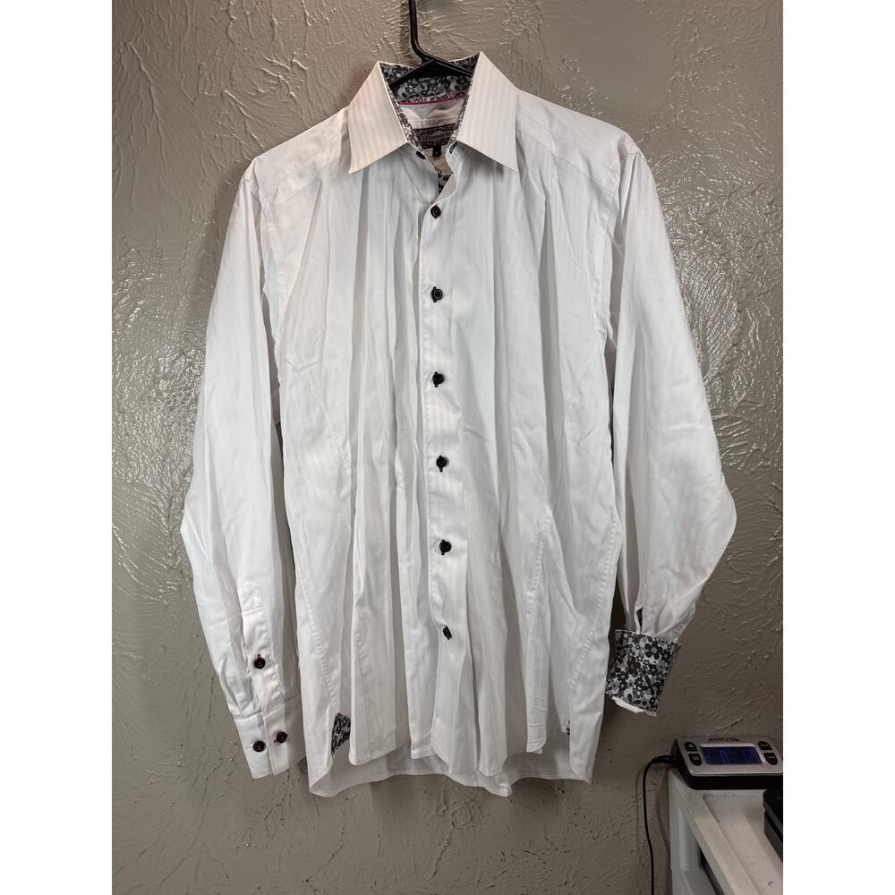 7 Downie St. Button-Up‎ Shirt Men's White Long Sleeve Collared Cotton Size 4/M